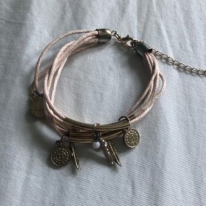 Pink & Gold Stacked Charm Bracelet!